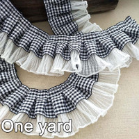 Плиссированная кружевная лента 1 ярд, 7 см, ширина, белая, черная, плиссированная, кружевной воротник, отделка, вышивка, кружева, Швейные аксессуары, одежда, шляпы, Декор