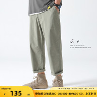 GWIT 高捻天山棉 冰涼夏季新款輕薄寬鬆休閒潮牌工裝闊腿九分褲男