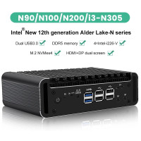 Мини-ПК Topton Intel i3 N305 8-ядерный 4xi226-V 2,5G брандмауэр мини-ПК Alder Lake 12-го поколения N200 N100 DDR5 4800 МГц