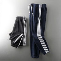 外貿男褲尾單剪標抓絨褲男冬季雙面搖粒絨直筒四條槓褲子男裝衛褲