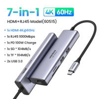 USB-концентратор UGREEN 4K 60 Гц Тип C к HDMI 2,0 RJ45 USB 3,0 PD 100 вт адаптер для Macbook Air Pro iPad Pro M1 аксессуары для ПК USB-концентратор