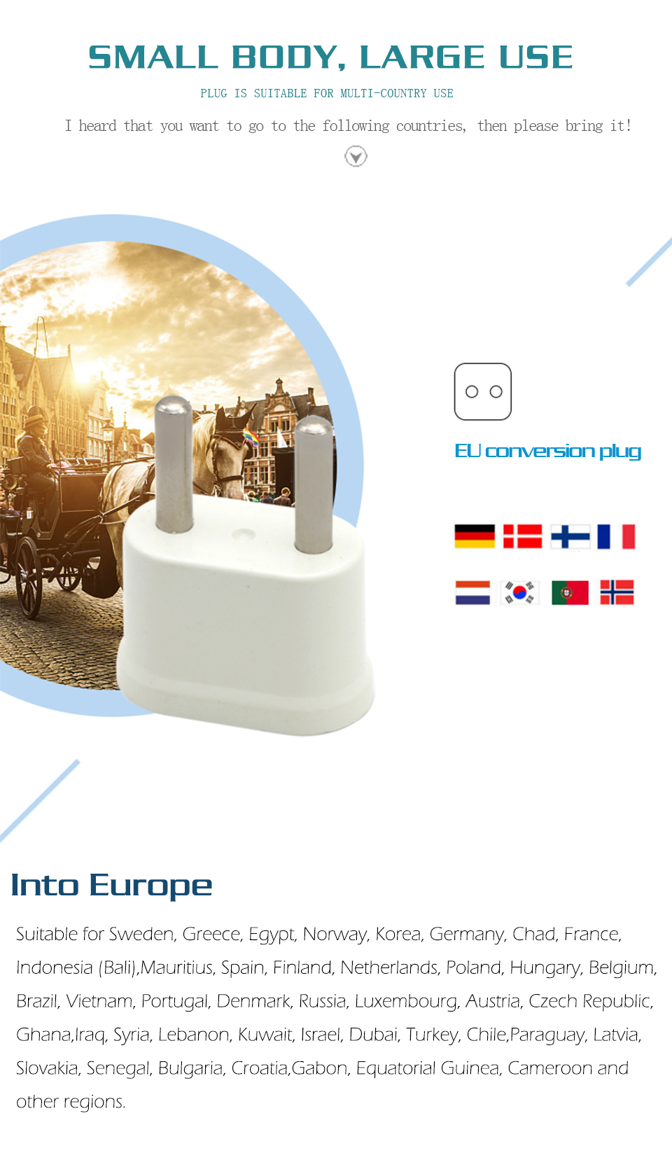 EU Adapter Plug USA to Euro Europe Travel Wall Electrical Power Charge Outlet Sockets US China to EU 2 Round Pin Plug Socket (4)