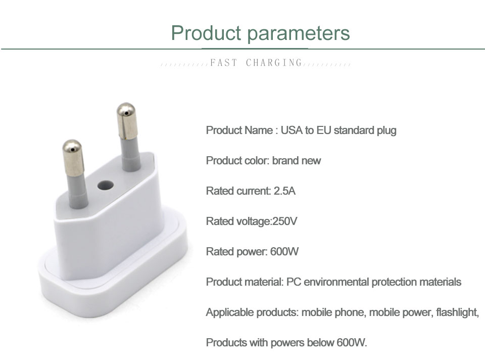 1PC US To EU Plug USA To Europe Travel Wall AC Power Plug Safety Door Design Charger Outlet Adapter Converter 2 Round Pin Socket (8)