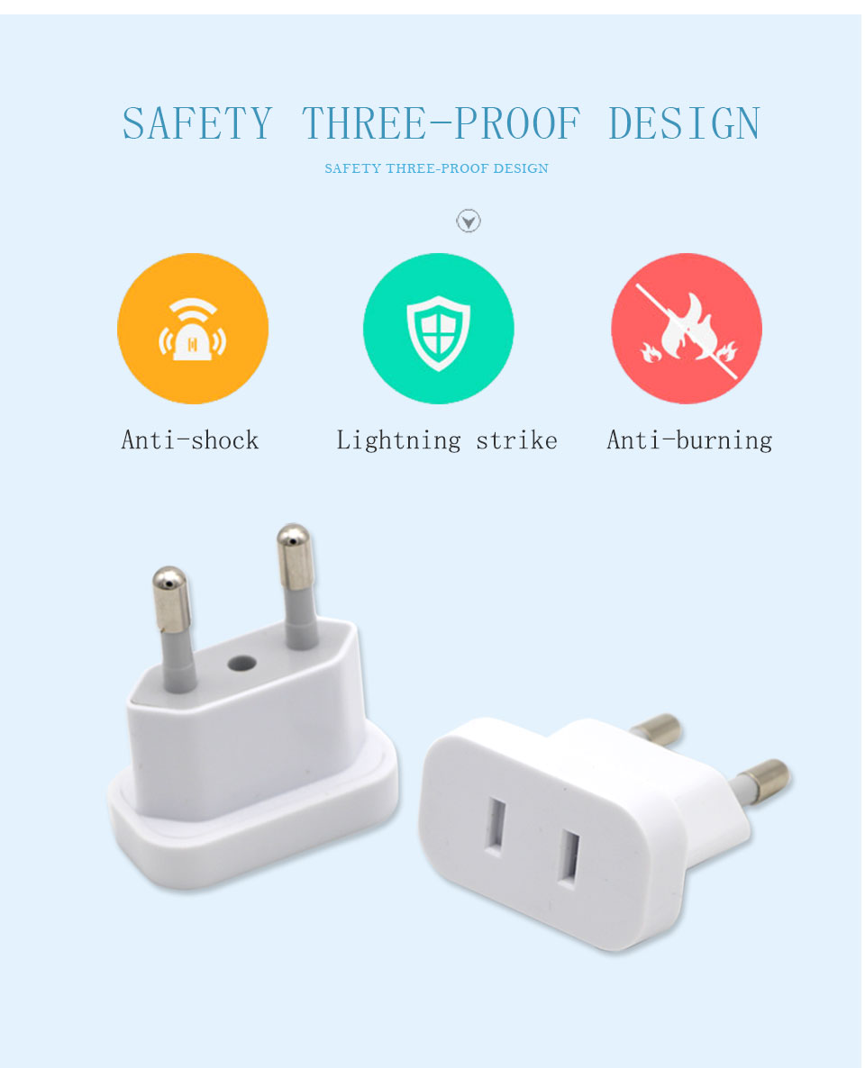 1PC US To EU Plug USA To Europe Travel Wall AC Power Plug Safety Door Design Charger Outlet Adapter Converter 2 Round Pin Socket (12)
