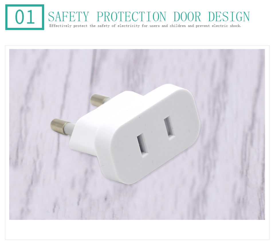 1PC US To EU Plug USA To Europe Travel Wall AC Power Plug Safety Door Design Charger Outlet Adapter Converter 2 Round Pin Socket (5)