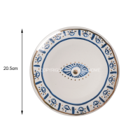 Керамическая обеденная тарелка с яркими глазами, в стиле бохо