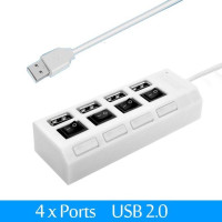 USB 2,0 концентратор Мульти USB сплиттер концентратор использовать адаптер питания 4 порта несколько расширитель usb-хаб с переключателем 30 см кабель