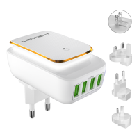 Сетевое зарядное устройство с 4 USB-портами и светодиодной подсветкой