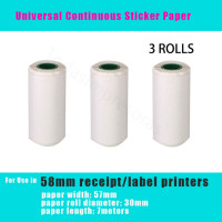Универсальный 3 рулона 57x3 0 мм термочековый бумажный стикер для Goojprt Rongta Peripage Zijiang Xprinter 58 мм Mobil термальные принтеры