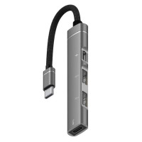 Алюминиевый сплав 4-в-1 USB-C Концентратор Type-c к USB Splitter Extender Высокоскоростной USB-концентратор Поддержка зарядки PD для компьютерных аксессуаров