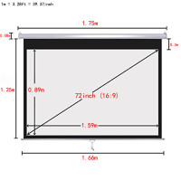 Экран проекционный 3D с автоблокировкой для домашнего кинотеатра, HD экран Диагональ 72 дюйма, ручная Выдвижная проекция 16x9