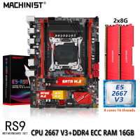 MACHINIST RS9 X99 комплект материнской платы Xeon E5 2667 V3 CPU 2x8 = 16G DDR4 ECC RAM Memory LGA 2011-3 Set Combo Nvme M.2 Sata 3,0 M-ATX