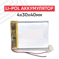 Аккумуляторная батарея универсальная RageX LP403040 для планшета, видеорегистратора, навигатора и детских игрушек, 430mAh, 3.7V, Li-pol, 2pin, 4х30х40 мм