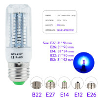 УФ-лампа бактерицидная B22/E26 светодиодный E27/E12/E14