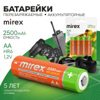 Mirex Аккумуляторная батарейка AA, 1,2 В, 2500 мАч, 4 шт
