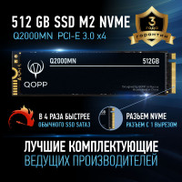 QOPP 512 ГБ Внутренний SSD-диск SSD накопитель M.2 NVMe жесткий диск для ноутбука и компьютера (Q1SSD-NVMe)