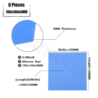 Термопрокладки YOUNUON 100x100x0,5 мм, 1 мм, 1,5 мм, 2 мм, 2,5 мм, 3 мм, 4 мм, 5 мм, синий, белый, зеленый, 8 шт.