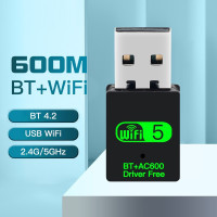 USB WiFi Bluetooth адаптер 2 в 1, 600 Мбит/с, 2,4 ГГц, 5 ГГц