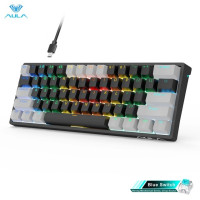 AULA F3261 RGB USB Mini Механическая игровая клавиатура Красный переключатель 61 клавиша Проводной съемный кабель, с русской раскладкой