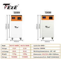 Новый 2-в-1 10 кВтч 15кВт/ч 48 В Аккумулятор Powerwall LifePo4 51 в встроенный инвертор преобразователь переменного тока 230 В для домашней системы хранения энергии PV