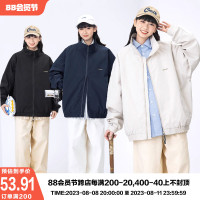 MANNSTU 日系防水立領夾克女 情侶工裝衝鋒衣黑色上衣開衫外套男