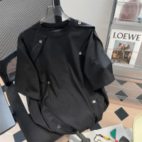 歐美潮牌高街痞帥解構明線短袖t恤男女高級感美式hiphop半袖上衣