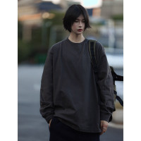 Nobodyknows基礎日系純棉寬鬆長袖圓領T恤街頭中性百搭男女打底衫