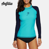 Женский купальник-Рашгард Anfilia, топ для серфинга с длинным рукавом, рубашка для езды на велосипеде UPF50 + пляжная одежда