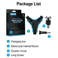 Ремешок TELESIN для мотоциклетного шлема, крепление для GoPro 12 Hero 11 10 9 8 7 Black Insta360 One R DJI Action 4, держатель для шлема, аксессуары