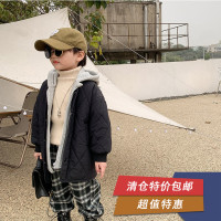 【清仓特惠】儿童保暖中长款外套男女童宝宝假两件连帽棉服潮