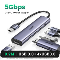 UGREEN usb-хаб Type C к 4 USB 3,0 концентратор USB к Type C адаптер 5G для Macbook Pro Air M1 PC Аксессуары для ноутбуков USB C концентратор сплиттер