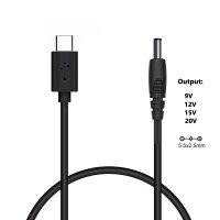 Кабель питания USB Type-C PD на 9 В, 12 В, 15 в, 20 В постоянного тока, 5,5x2,1 мм, 2,5 мм, для беспроводного маршрутизатора, ноутбука, Светодиодная лента, динамик, камера видеонаблюдения