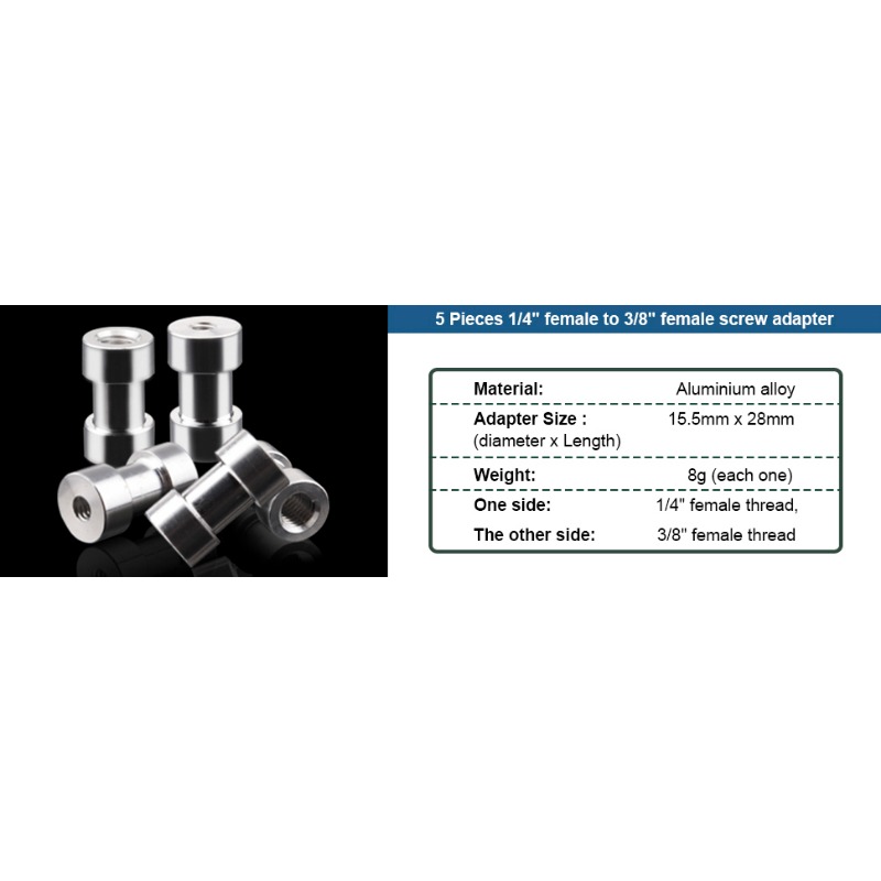 1/4 to 3/8 camera screws