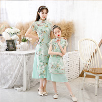 亲子母女装旗袍2022新款潮民国风复古旗袍夏装洋气母女连衣裙