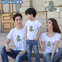 亲子装一家三口夏季 圆领短袖T恤定 制地摊货源男士体恤空白净版t