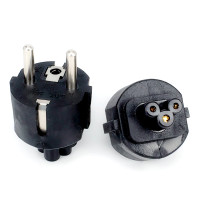 Европейский переходник CEE7/7 Schuko с 2 круглыми контактами на разъем IEC 320 C5, стандартный адаптер переменного тока для ноутбука