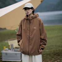 日系戶外衝鋒衣女防水透氣登山服連帽夾克男女款BF風寬鬆學生外套