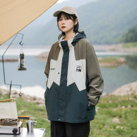 漫渡戶外撞色機能風衝鋒衣女春秋情侶防風單層拼色設計感外套男
