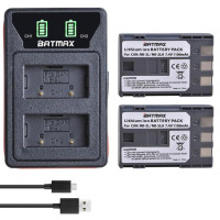Аккумулятор Batmax 1100 мА · ч, NB-2L, NB-2LH, с двойным зарядным устройством USB, со светодиодной подсветкой, для Canon EOS 400D, S80, S70, S50, S60, 350D, G7, G9