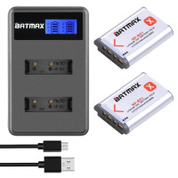 Аккумуляторная батарея Batmax NP-BX1 NP BX1 1860 мАч + двойное зарядное устройство с ЖК-дисплеем для Sony ZV-1F RX100 AS100V AS300 HX400 HX60 AS50 WX350 AS300V