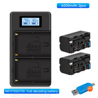 Аккумулятор PALO 6000 мАч NP F750 NP F770 NP-F750 + зарядное устройство USB с ЖК-дисплеем для Sony NP F750 F770 F970 F960 F550 F570 QM91D CCD-RV100 TRU47E