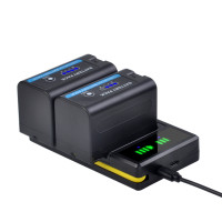 Аккумуляторная батарея 5200 мА · ч с внешним индикатором NP F750, NP F770, NP-F750 + зарядное устройство USB с ЖК-дисплеем для Sony NP F970, F960, F550, F570, QM91D