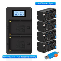 PALO 6000 мАч NP F750 NP F770 NP-F750 аккумулятор + ЖК-зарядное устройство USB для Sony NP F970 F960 F550 F570 QM91D CCD-RV100 TRU47E MC1500C