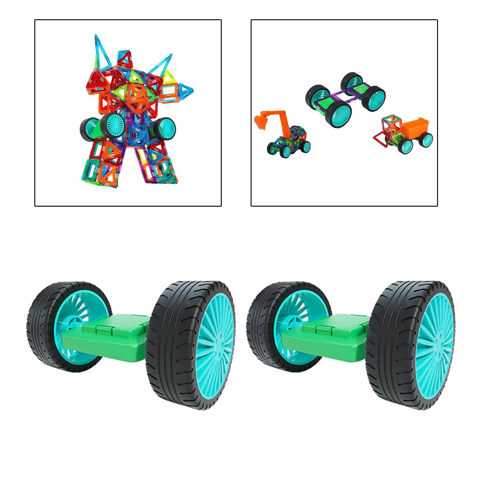 2 Pieces Magnet Toys Wheels Base Preschool Gift Motor Skills Construction Base Wheels Construction Toys DIY Stem for