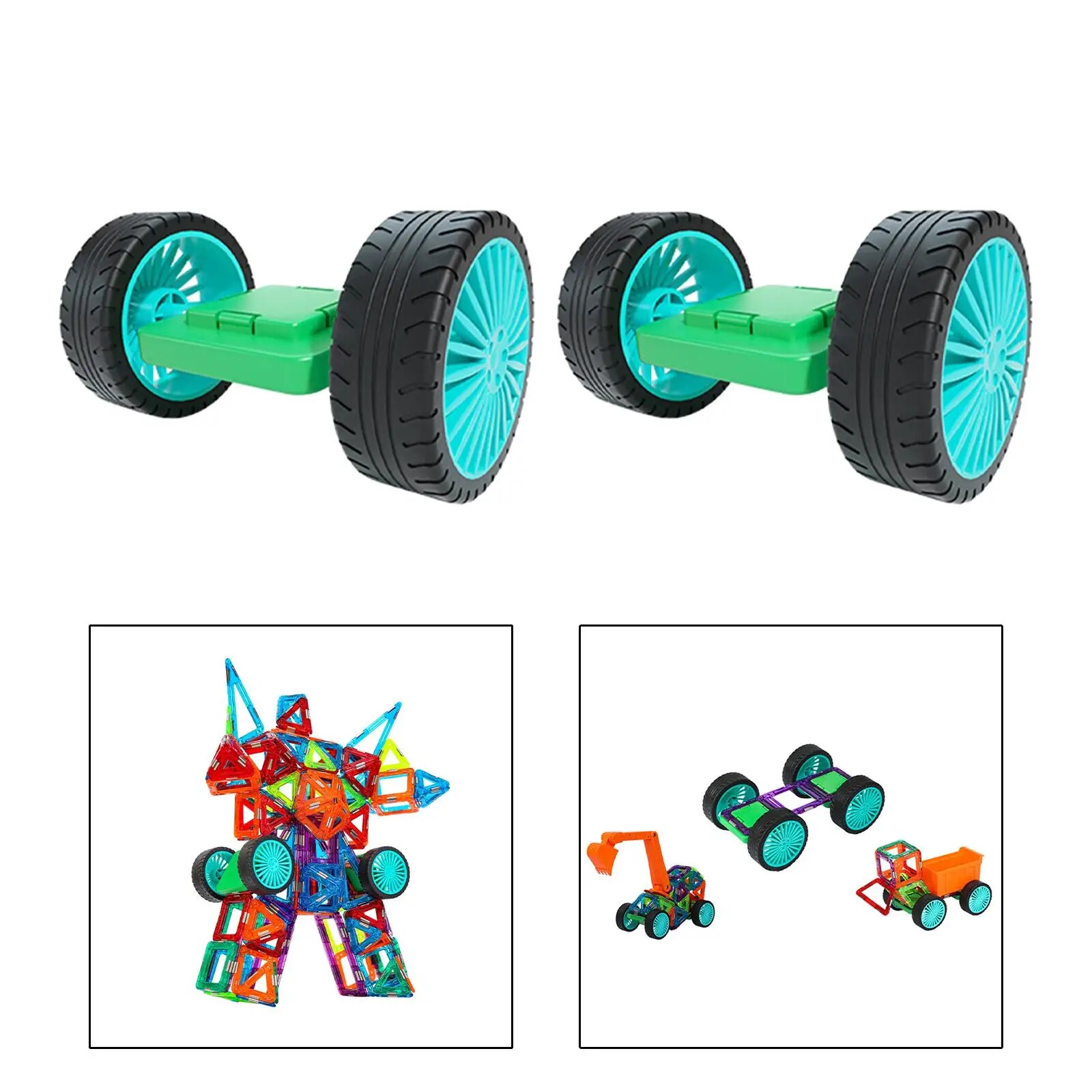 2 Pieces Magnet Toys Wheels Base Preschool Gift Motor Skills Construction Base Wheels Construction Toys DIY Stem for