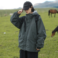 山系輕戶外衝鋒衣外套cityboy春秋日系復古多口袋機能工裝夾克秋