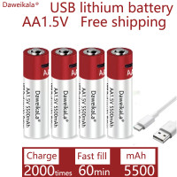 Daweikala Новинка AA USB перезаряжаемый литий-ионный аккумулятор 1,5 в AA 5500 мАч/литий-ионный аккумулятор часы для игрушек MP3 плеер термометр клавиатура