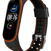 Ремешок из силикона со строчкой для Xiaomi Mi Band 5 /6  / 7 рептилия