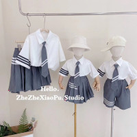 亲子男女童学院风套装2022夏季春秋新款甜美可爱两件套王心凌同款