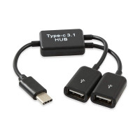 Переходник Micro USB/Type-C на 2 порта OTG, разветвитель Y, переходник Micro-USB Type-C для планшетов, Android, мыши, клавиатуры